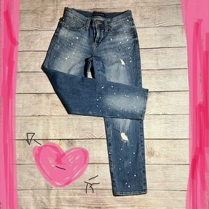 Rock & Republic distressed paint jeans straight